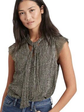 ✨Like New✨ Banana Republic Metallic Flutter Sleeve Top, Gold, Size S